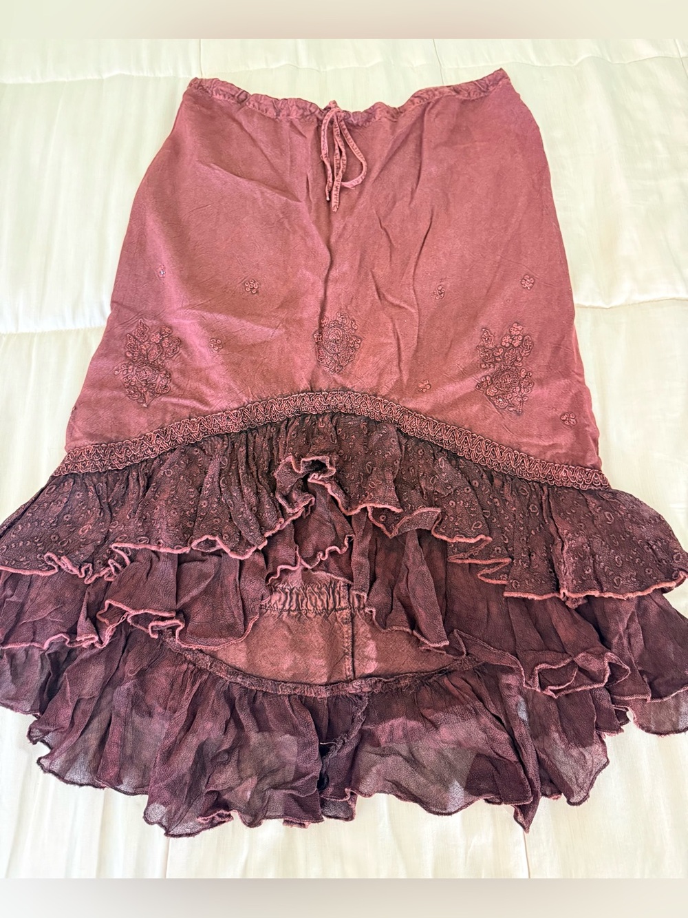 Vintage L.S.I 90’s brown tiered ruffle elastic waist high low fairy core grunge - Picture 6 of 10